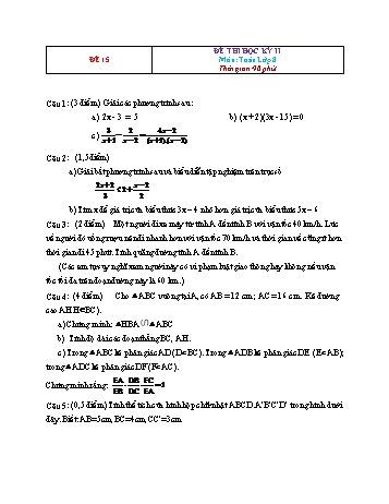 15 Đề thi học kỳ II môn Toán Lớp 8 - Đề 15 (Có đáp án)