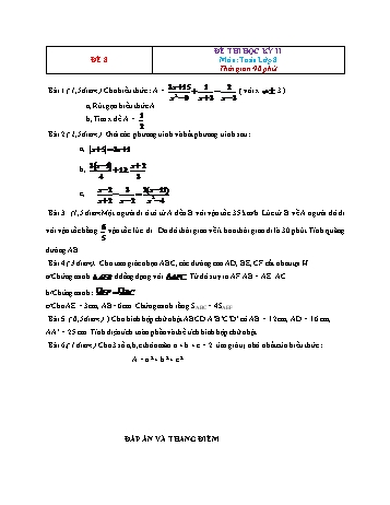 15 Đề thi học kỳ II môn Toán Lớp 8 - Đề 8 (Có đáp án)