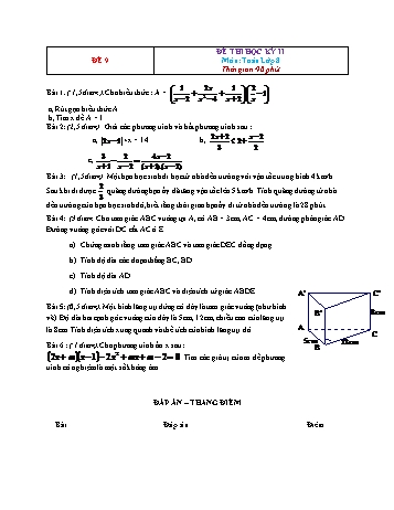 15 Đề thi học kỳ II môn Toán Lớp 8 - Đề 9 (Có đáp án)