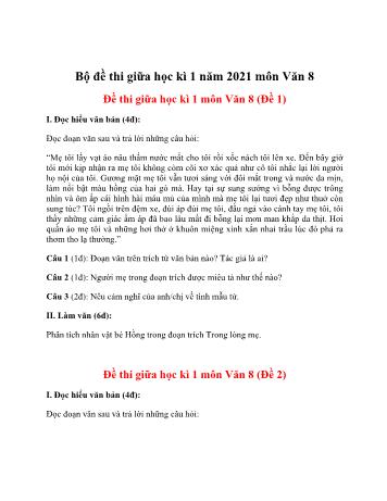 Bộ 5 đề thi giữa học kì 1 môn Ngữ văn Lớp 8 - Năm học 2021-2022