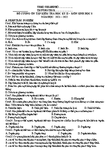 Đề cương ôn tập kiểm tra học kỳ II môn Sinh học Lớp 8 - Năm học 2021-2022