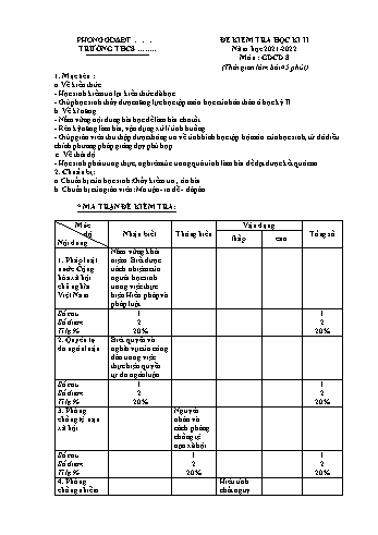 Đề kiểm tra học kì II môn Giáo dục công dân Lớp 8 - Năm học 2021-2022 (Có đáp án)