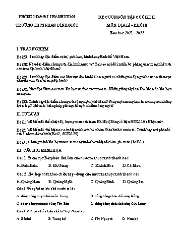 Đề cương ôn tập cuối kì II môn Địa lí Lớp 8 - Năm học 2021-2022 - Trường THCS Phan Đình Giót