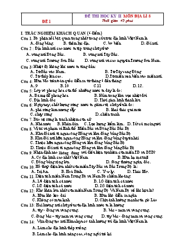 Tổng hợp 10 đề thi học kỳ II môn Địa lí Lớp 8 (Có đáp án)
