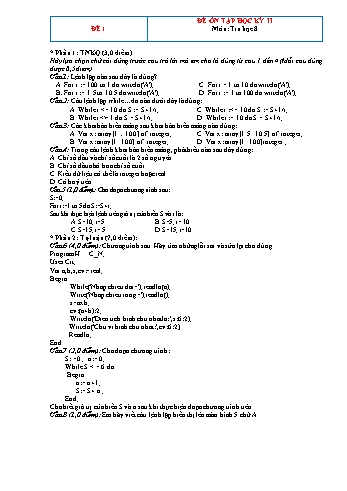 Tổng hợp 11 đề ôn tập học kỳ II môn Tin học Lớp 8 (Có đáp án)