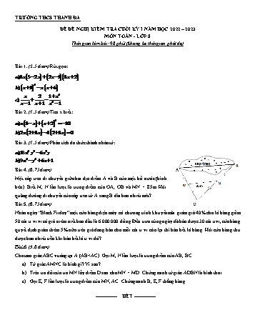 Đề đề nghị kiểm tra cuối kỳ I môn Toán học Lớp 8 - Năm học 2022-2023 - Trường THCS Thanh Đa (Có đáp án)