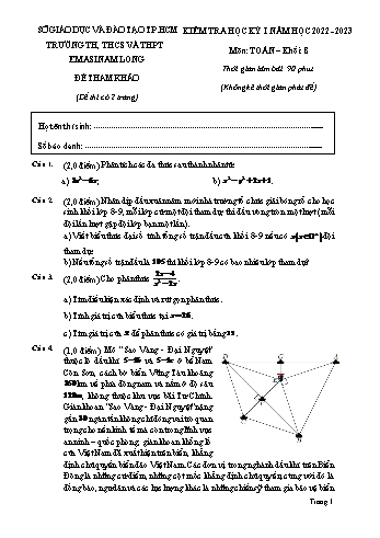 Đề kiểm tra học kỳ I môn Toán học Lớp 8 - Năm học 2022-2023 - Trường TH, THCS và THPT Emasi Nam Long (Có đáp án)