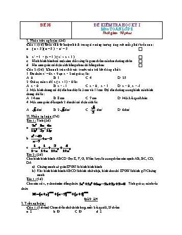 Đề kiểm tra học kì 1 Toán Lớp 8 - Đề 38 (Có đáp án)