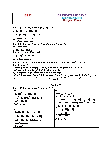 Đề kiểm tra học kì 1 Toán Lớp 8 - Đề 57 (Có đáp án)