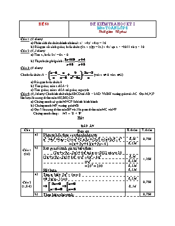 Đề kiểm tra học kì 1 Toán Lớp 8 - Đề 60 (Có đáp án)