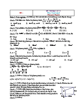 Đề thi học kì 2 Toán Lớp 8 - Đề 1 (Có đáp án)