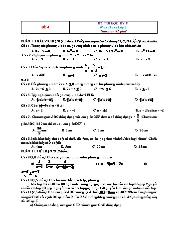 Đề thi học kì 2 Toán Lớp 8 - Đề 4 (Có đáp án)