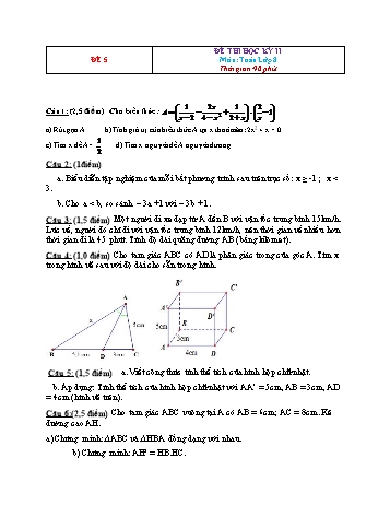 Đề thi học kì 2 Toán Lớp 8 - Đề 5 (Có đáp án)