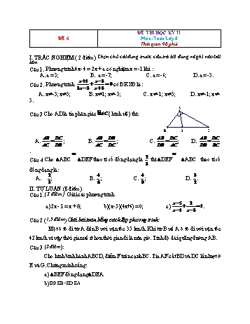 Đề thi học kì 2 Toán Lớp 8 - Đề 6 (Có đáp án)