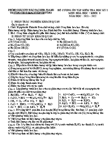 Đề cương ôn tập kiểm tra học kì 1 Hóa học Lớp 8 - Năm học 2021-2022 - Trường THCS Mai Xuân Thưởng