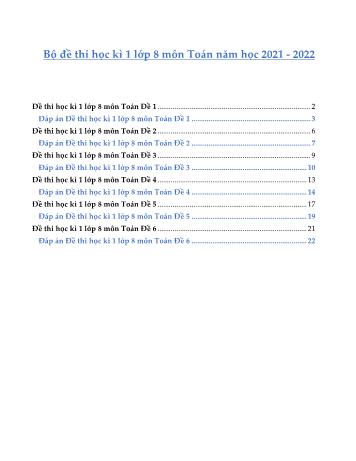 6 Đề thi học kì 1 Toán Lớp 8 - Năm học 2021-2022 (Có đáp án)