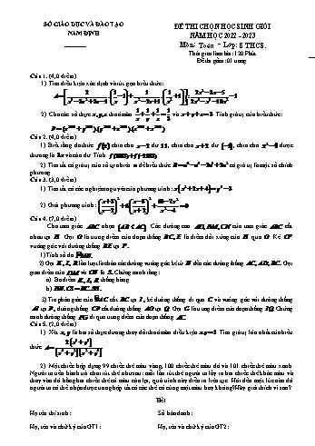 Đề thi chọn học sinh giỏi Toán Lớp 8 - Năm học 2022-2023 - Sở GD&ĐT Nam Định (Có đáp án)