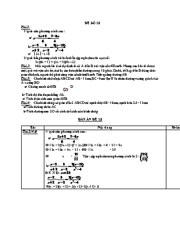 Đề thi học kì 2 Toán Lớp 8 - Đề số 28 (Có đáp án và thang điểm)