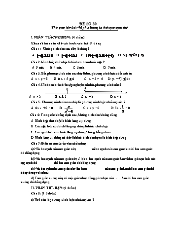 Đề thi học kì 2 Toán Lớp 8 - Đề số 30 (Có đáp án và thang điểm)
