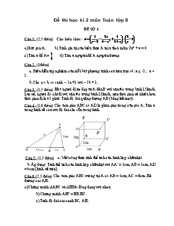 Đề thi học kì 2 Toán Lớp 8 - Đề số 4