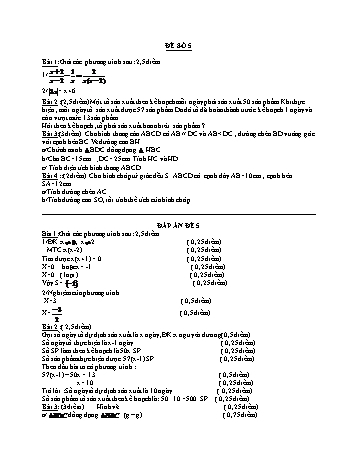Đề thi học kì 2 Toán Lớp 8 - Đề số 5 (Có đáp án và thang điểm)