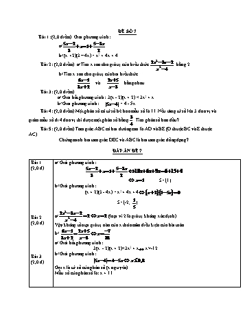Đề thi học kì 2 Toán Lớp 8 - Đề số 7 (Có đáp án và thang điểm)