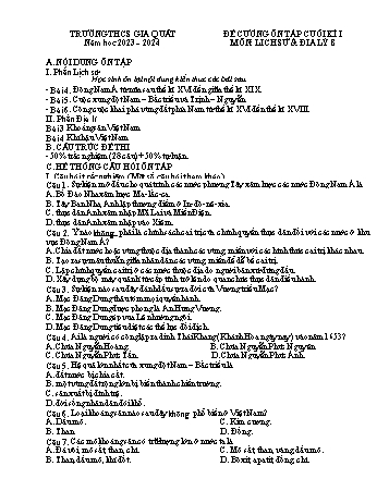 Đề cương ôn tập cuối kì I môn Lịch sử & Địa lý Lớp 8 - Năm học 2023-2024 - Phùng Thùy Linh (Có đáp án)