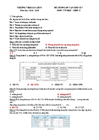 Đề cương ôn tập cuối kì I môn Tin học Khối 8 (Kết nối tri thức với cuộc sống) - Năm học 2023-2024 - Phạm Như Trang (Có đáp án)