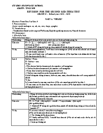 Đề cương ôn tập giữa học kì II môn Tiếng Anh Lớp 8 - Năm học 2021-2022 - Lương Thị Quỳnh Mai