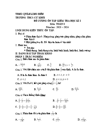 Đề cương ôn tập kiểm tra học kì I môn Toán Lớp 8 - Năm học 2023-2024 - Nguyễn Đình Tuấn
