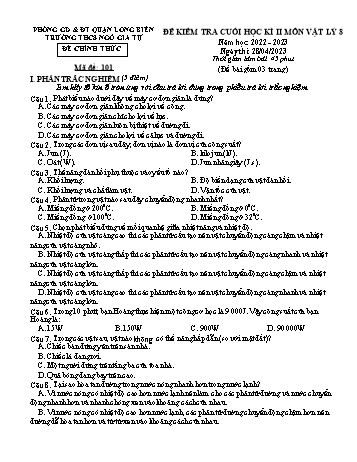Đề kiểm tra cuối học kì II môn Vật lý Lớp 8 - Năm học 2022-2023 - Trường THCS Ngô Gia Tự