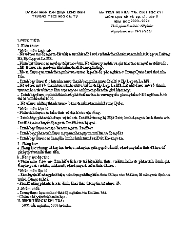 Đề kiểm tra cuối học kỳ I môn Lịch sử và Địa lí Lớp 8 - Năm học 2023-2024 - Lê Thị Trang (Có đáp án)