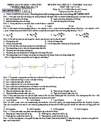 Đề kiểm tra cuối kì I môn Vật lý Lớp 8 - Năm học 2022-2023 - Trường THCS Ngô Gia Tự