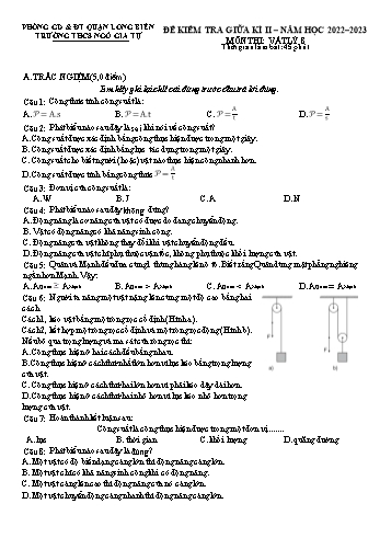 Đề kiểm tra giữa kì II môn Vật lý Lớp 8 - Năm học 2022-2023 - Trường THCS Ngô Gia Tự
