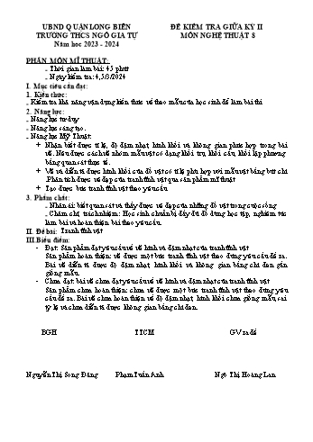 Đề kiểm tra giữa kỳ II môn Mĩ thuật Lớp 8 - Năm học 2023-2024 - Ngô Thị Hoàng Lan (Có đáp án)