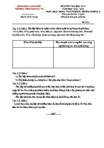 Đề kiểm tra học kì II môn Hoạt động trải nghiệm, hướng nghiệp Lớp 8 - Năm học 2023-2024 - Trần Thị Phượng (Có đáp án)