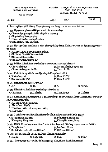 Đề kiểm tra học kì II môn Vật lý Lớp 8 - Năm học 2022-2023 - Trường THCS An Thắng