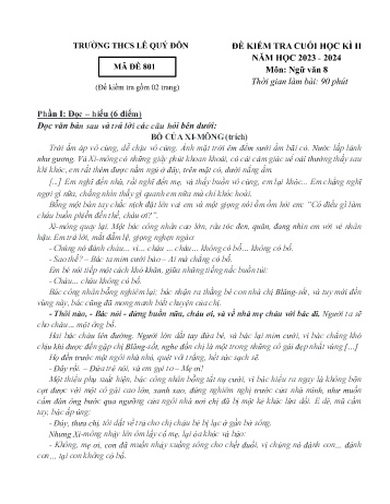 Đề kiểm tra cuối học kì II môn Ngữ văn Lớp 8 - Năm học 2023-2024 - Trường THCS Lê Quý Đôn