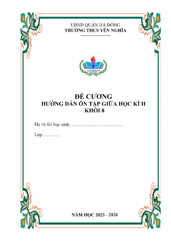 Đề cương ôn tập giữa học kì II môn Toán Lớp 8 - Năm học 2023-2024 - Trường THCS Yên Nghĩa