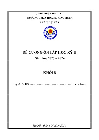 Đề cương ôn tập học kỳ II môn Toán Lớp 8 - Năm học 2023-2024 - Trường THCS Hoàng Hoa Thám