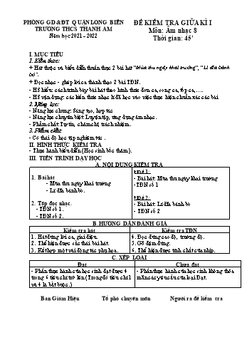 Đề kiểm tra giữa kì I môn Âm nhạc Lớp 8 - Năm học 2021-2022 - Vũ Thị Huyền Trang (Có đáp án)